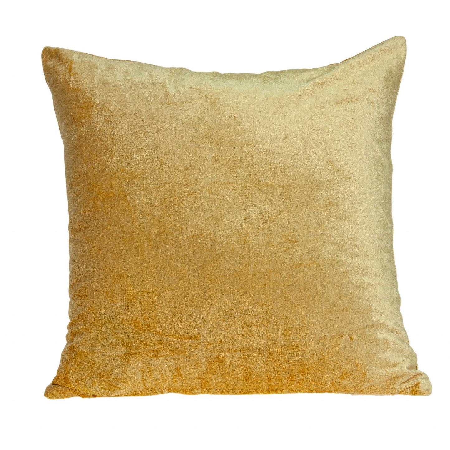 20" Yellow Cotton Blend Throw Pillow