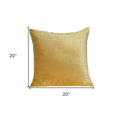 20" Yellow Cotton Blend Throw Pillow