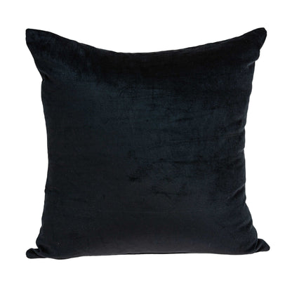 20" Black Cotton Blend Throw Pillow