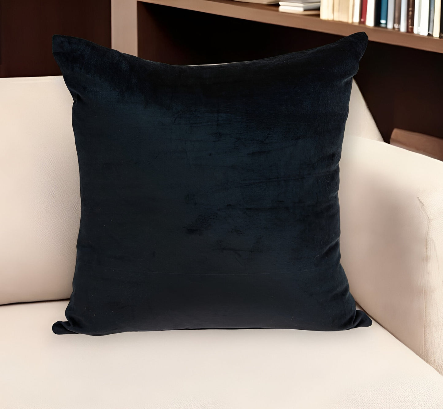 20" Black Cotton Blend Throw Pillow