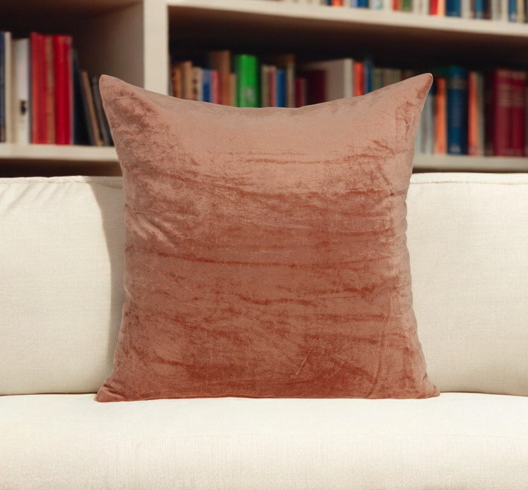 20" X 7" X 20" Transitional Orange Solid Pillow Cover With Poly Insert