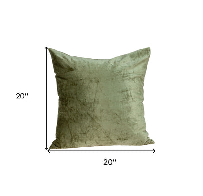 20" X 7" X 20" Transitional Olive Solid Pillow Cover With Poly Insert