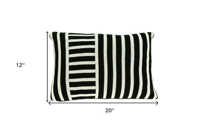 20" X 7" X 20" Transitional Black Solid Pillow Cover With Poly Insert