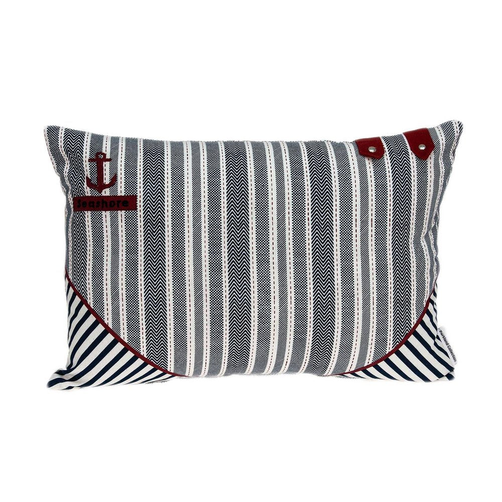 14" X 20" Gray Striped Cotton Throw Pillow