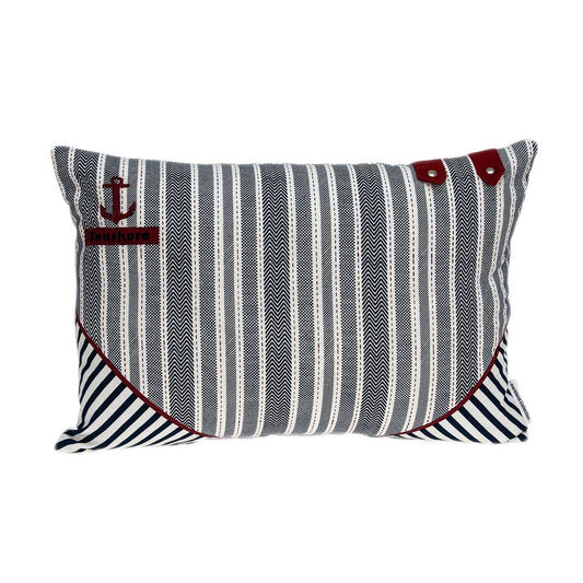 14" X 20" Gray Striped Cotton Throw Pillow