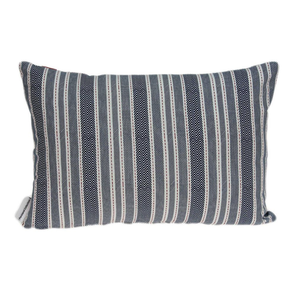 14" X 20" Gray Striped Cotton Throw Pillow
