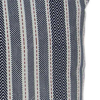 14" X 20" Gray Striped Cotton Throw Pillow