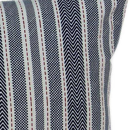 14" X 20" Gray Striped Cotton Throw Pillow