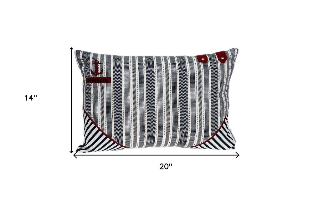 14" X 20" Gray Striped Cotton Throw Pillow