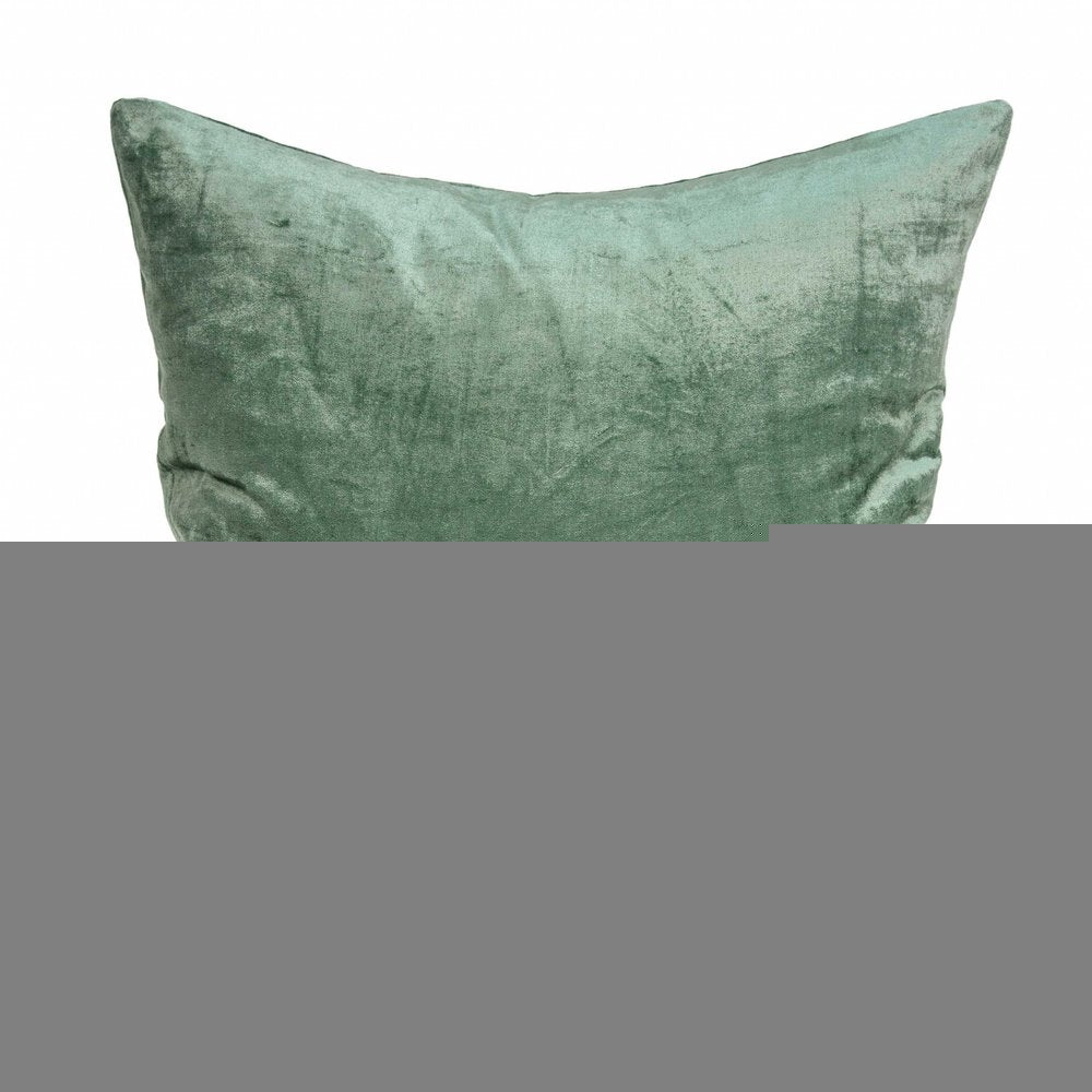 22" X 7" X 22" Transitional Green Solid Pillow Cover With Poly Insert