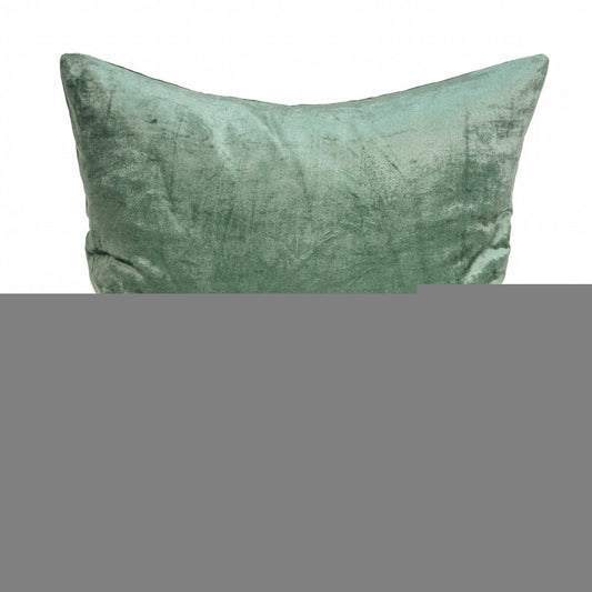 22" X 7" X 22" Transitional Green Solid Pillow Cover With Poly Insert