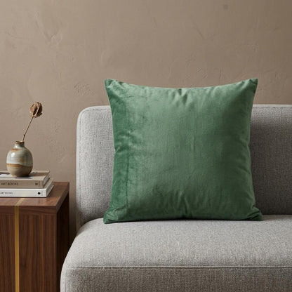 22" X 7" X 22" Transitional Green Solid Pillow Cover With Poly Insert