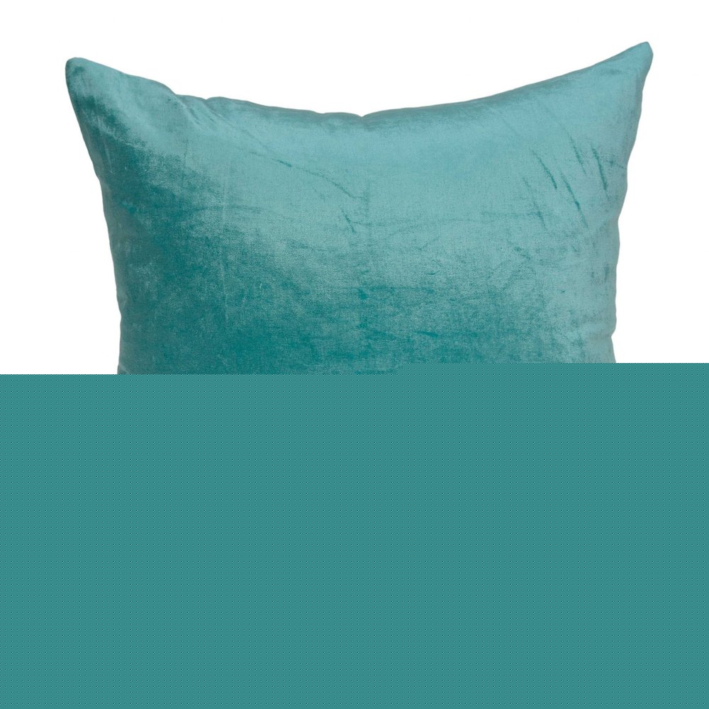 22" X 7" X 22" Transitional Aqua Solid Pillow Cover With Poly Insert