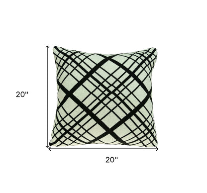 20" Black and White Cotton Throw Pillow