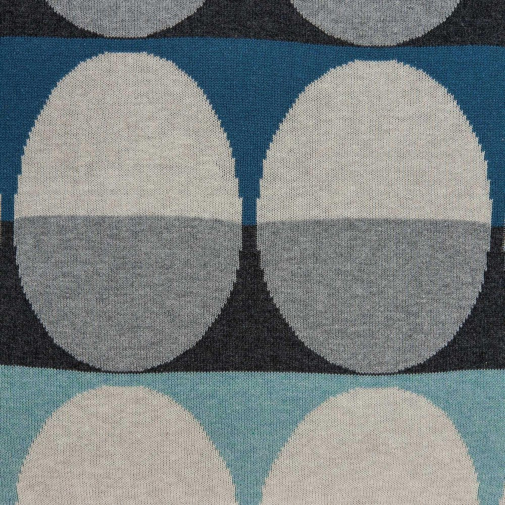 20" Blue Gray And Ivory Geometric Cotton Throw Pillow