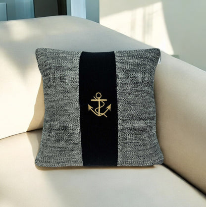 Grey Cotton Pillow Cover With Poly Insert