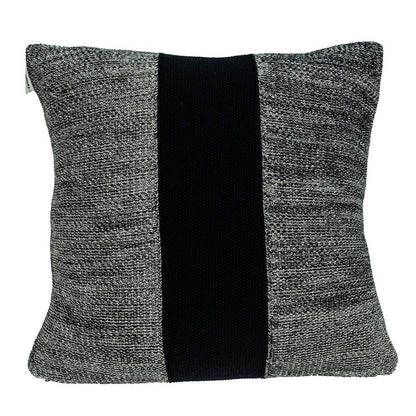 18" Black And Gray No Pattern Cotton Throw Pillow