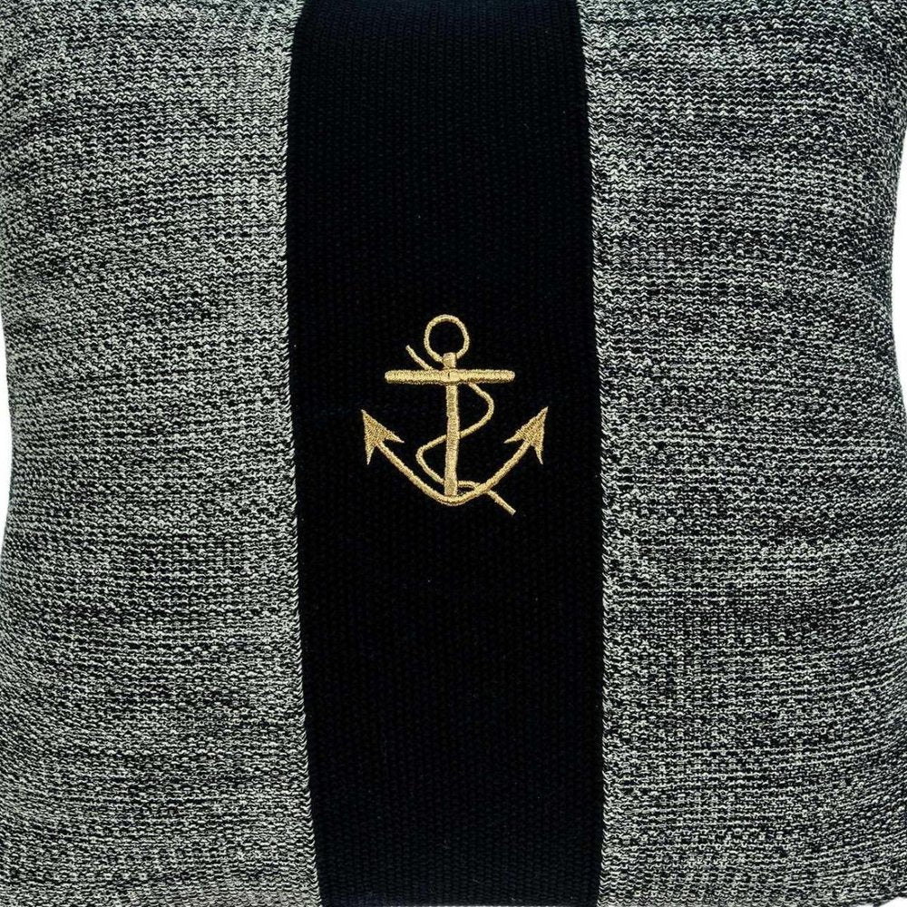 18" Black And Gray No Pattern Cotton Throw Pillow