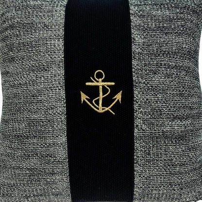 18" Black And Gray No Pattern Cotton Throw Pillow
