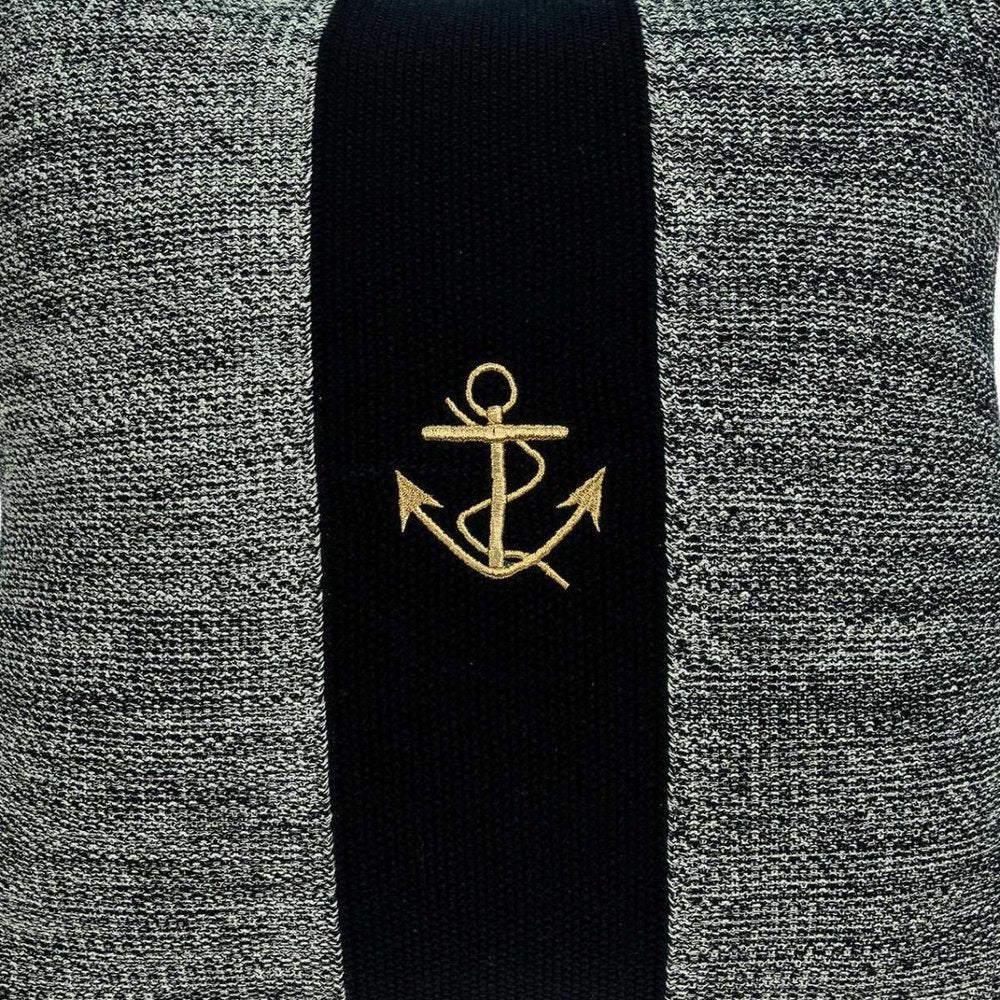 18" Black And Gray No Pattern Cotton Throw Pillow