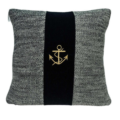 18" Black And Gray No Pattern Cotton Throw Pillow