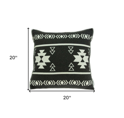 20" X 7" X 20" Southwest Black Cotton Pillow Cover With Poly Insert