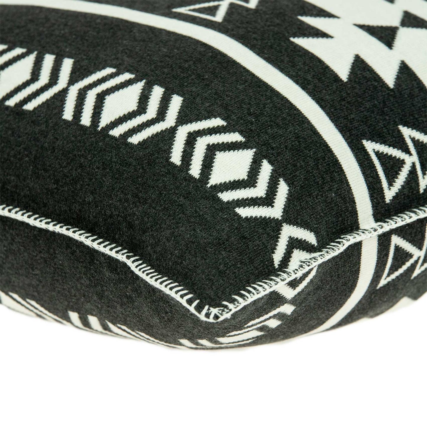 20" X 7" X 20" Southwest Black Cotton Pillow Cover With Poly Insert