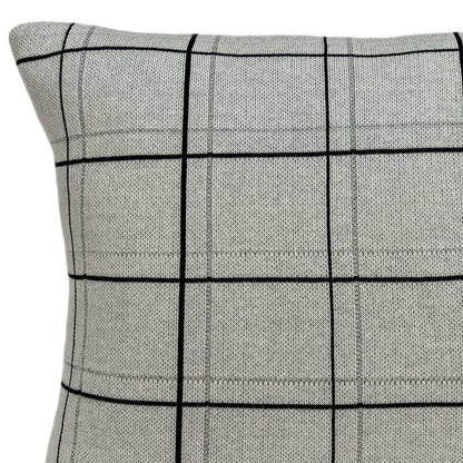20" Gray Plaid Cotton Throw Pillow