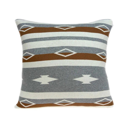 20" Brown Gray And Ivory Southwestern Cotton Throw Pillow