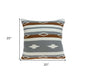 20" Brown Gray And Ivory Southwestern Cotton Throw Pillow
