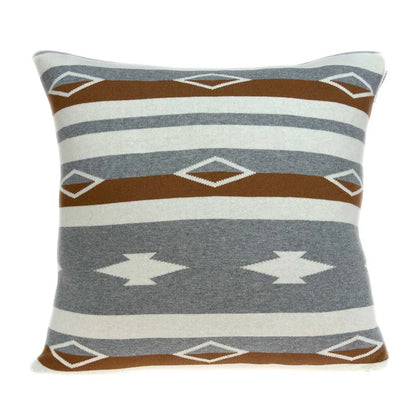 20" X 20" Tan Southwestern Cotton Zippered Pillow