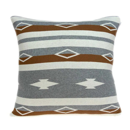 20" Brown Gray And Ivory Southwestern Cotton Throw Pillow