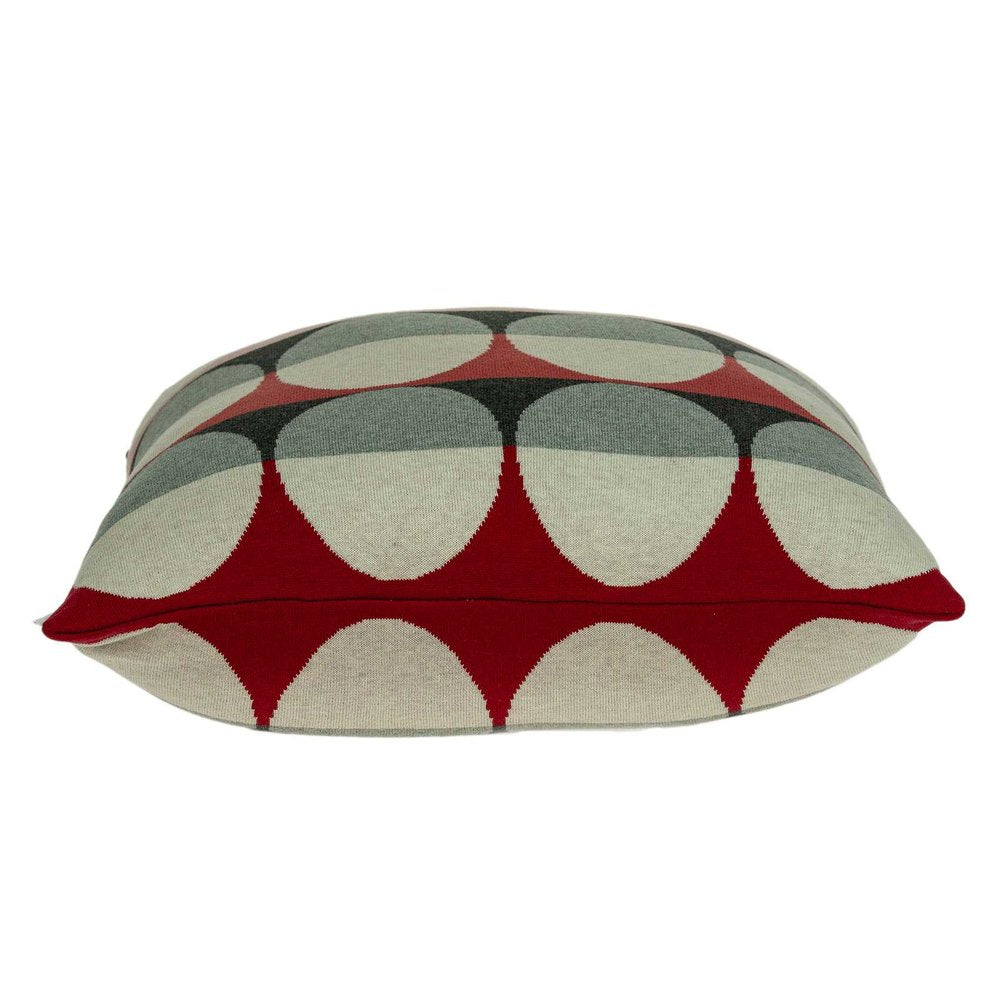 20" Gray Ivory And Red Geometric Cotton Throw Pillow