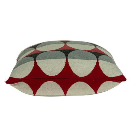 20" Gray Ivory And Red Geometric Cotton Throw Pillow
