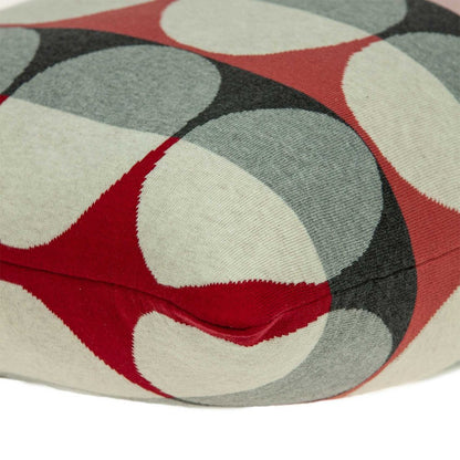 20" Gray Ivory And Red Geometric Cotton Throw Pillow