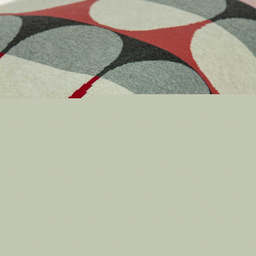 20" Gray Ivory And Red Geometric Cotton Throw Pillow