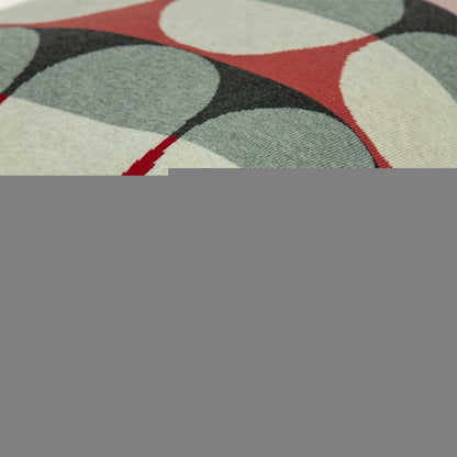 20" Gray Ivory And Red Geometric Cotton Throw Pillow