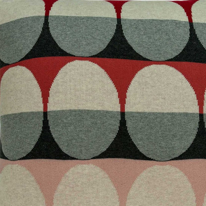 20" Gray Ivory And Red Geometric Cotton Throw Pillow