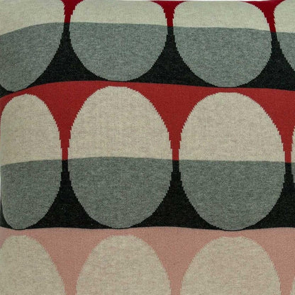 20" Gray Ivory And Red Geometric Cotton Throw Pillow