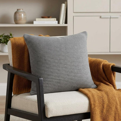 20" X 7" X 20" Elegant Transitional Gray Pillow Cover With Poly Insert