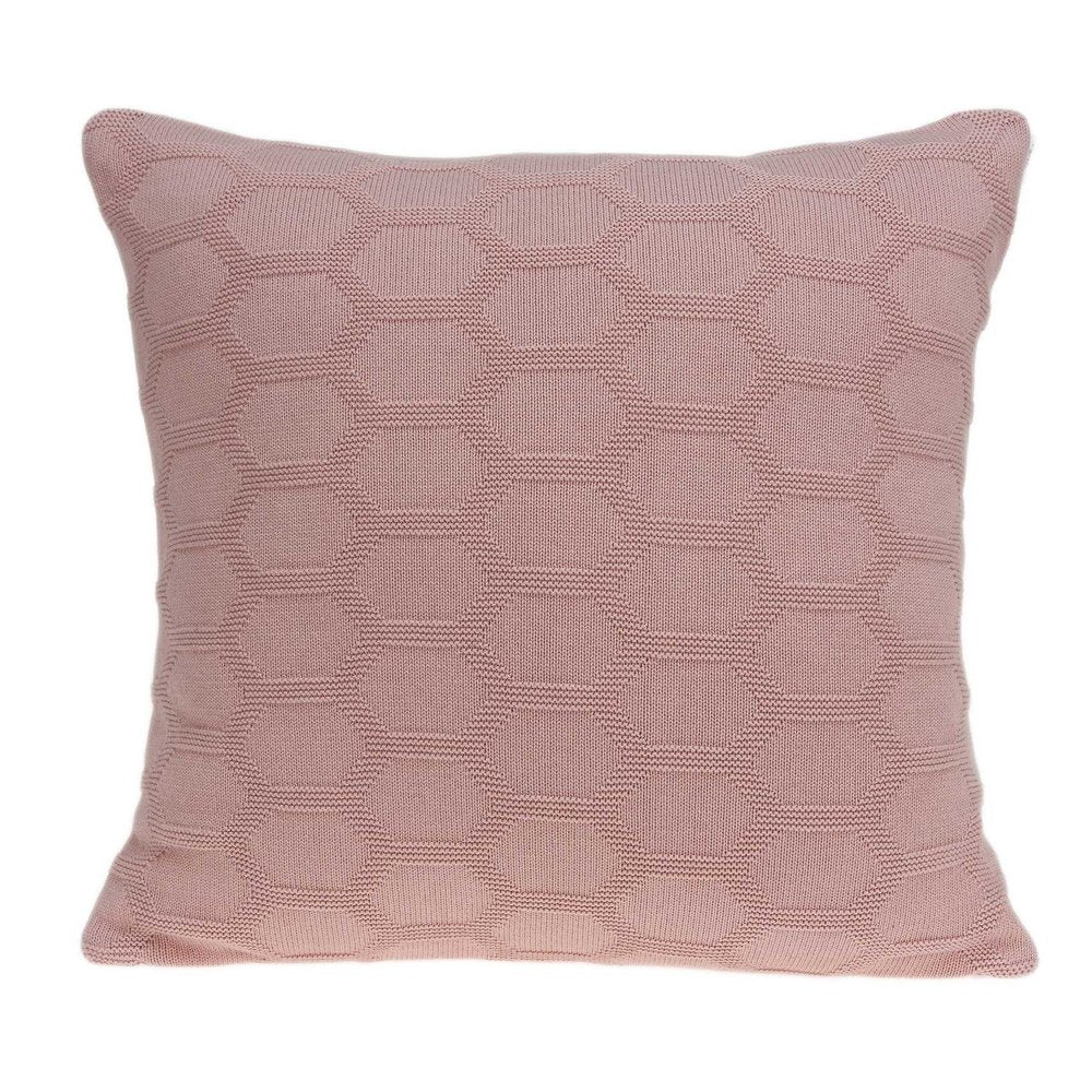 20" Pink Honeycomb Cotton Throw Pillow