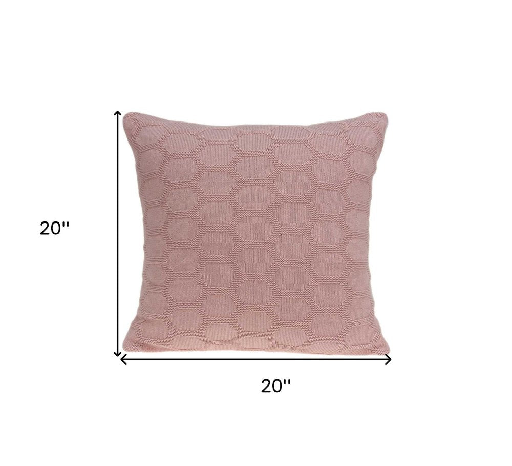 20" Pink Honeycomb Cotton Throw Pillow