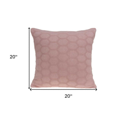 20" Pink Honeycomb Cotton Throw Pillow