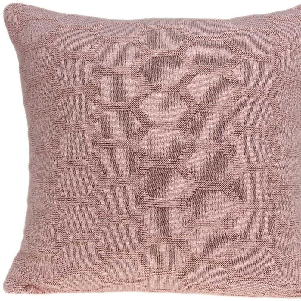 20" Pink Honeycomb Cotton Throw Pillow