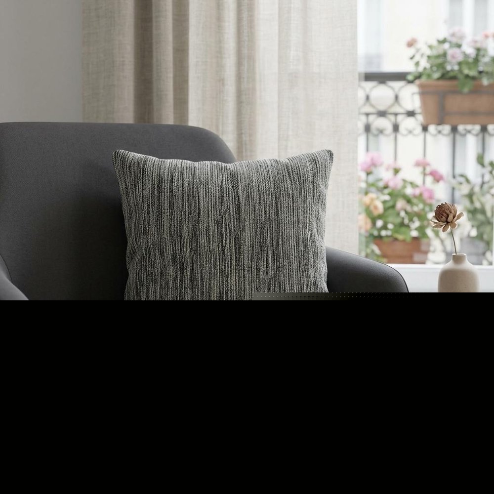 20" Gray Woven Cotton Blend Throw Pillow