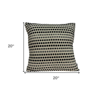 20" X 7" X 20" Elegant Transitional Tan Cotton Pillow Cover With Poly Insert
