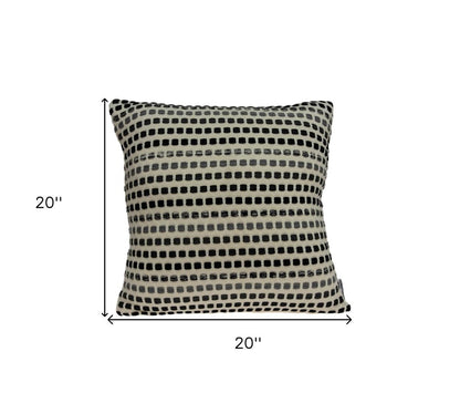 20" X 7" X 20" Elegant Transitional Tan Cotton Pillow Cover With Poly Insert