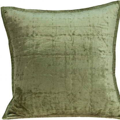 20" X 7" X 20" Transitional Olive Solid Quilted Pillow Cover With Poly Insert