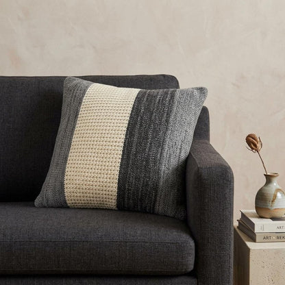 20" X 7" X 20" Transitional Cream And Gray Pillow Cover With Poly Insert