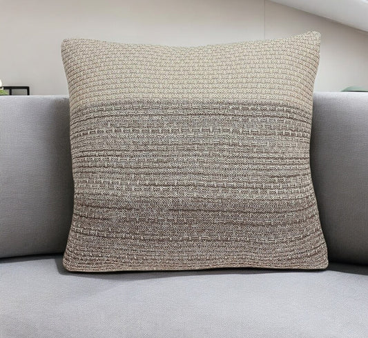 20" X 20" Beige and Brown Cotton Pillow